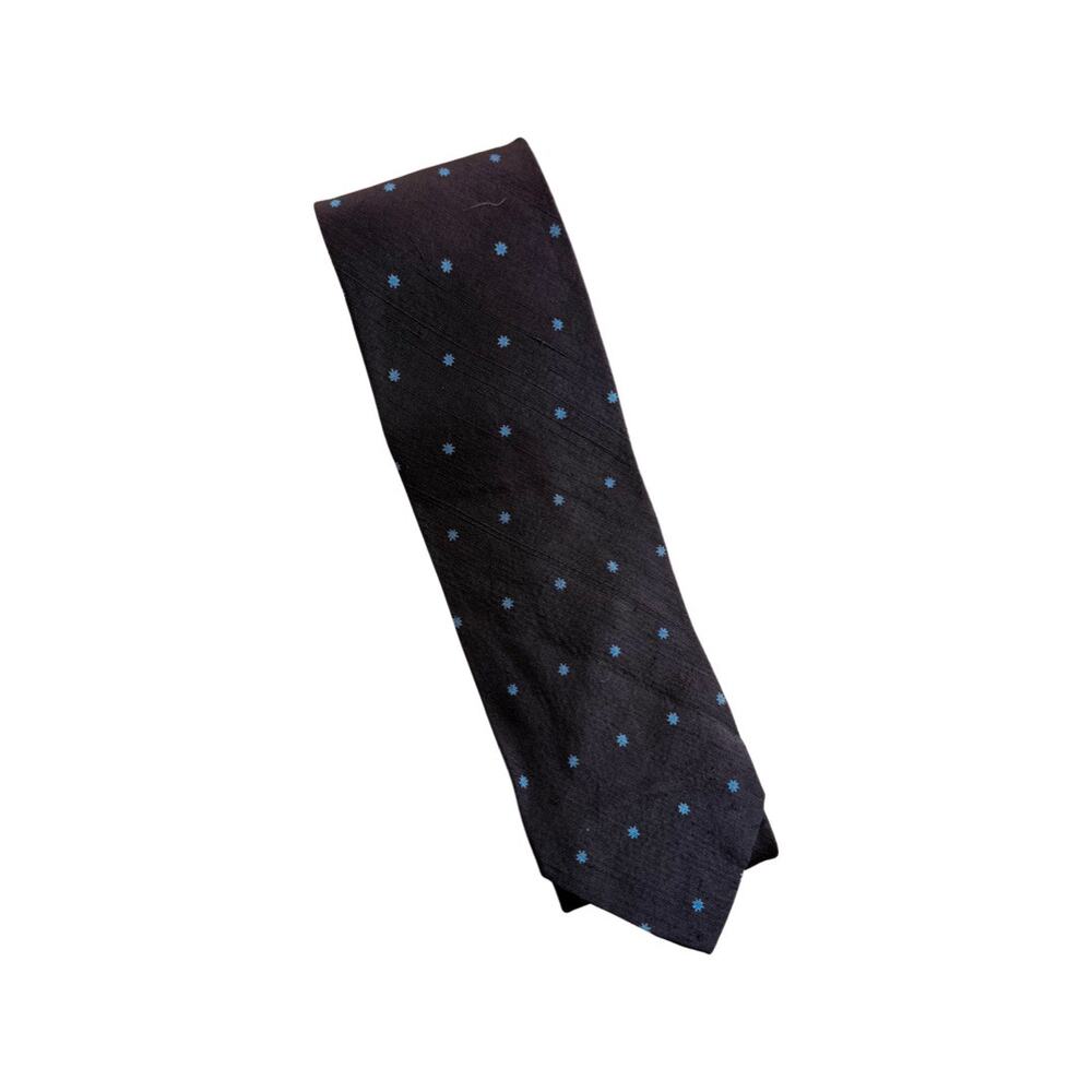 Vintage Hudson 1960s Skinny Brown and Blue Silk Necktie